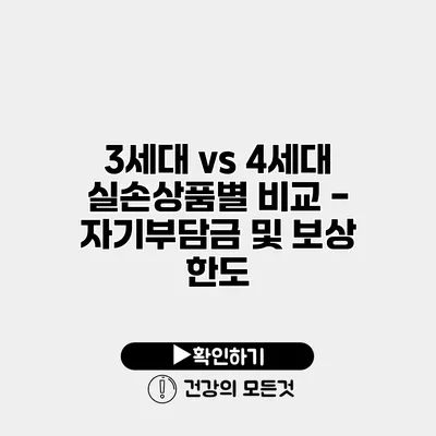 3세대 vs 4세대 실손상품별 비교 - 자기부담금 및 보상 한도