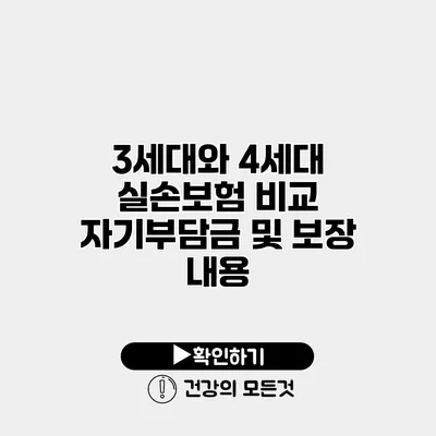 3세대와 4세대 실손보험 비교 자기부담금 및 보장 내용