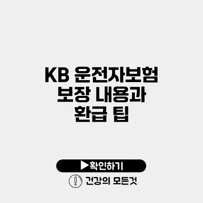 KB 운전자보험 보장 내용과 환급 팁