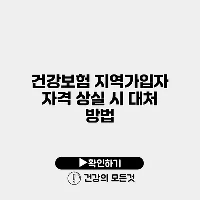 건강보험 지역가입자 자격 상실 시 대처 방법