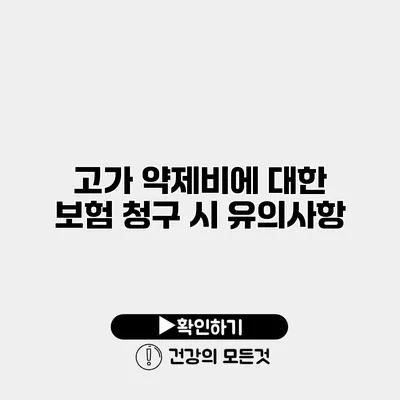 고가 약제비에 대한 보험 청구 시 유의사항