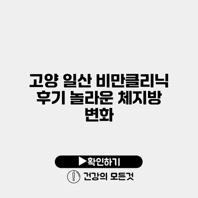 고양 일산 비만클리닉 후기 놀라운 체지방 변화