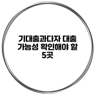기대출과다자 대출 가능성 확인해야 할 5곳