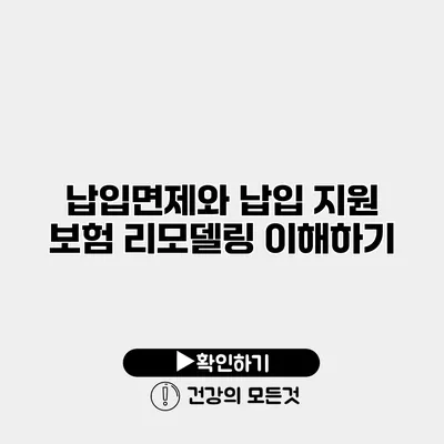 납입면제와 납입 지원 보험 리모델링 이해하기