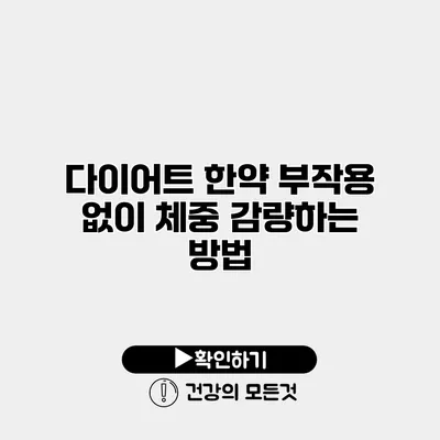 다이어트 한약 부작용 없이 체중 감량하는 방법
