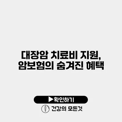 대장암 치료비 지원, 암보험의 숨겨진 혜택