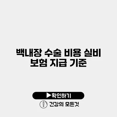 백내장 수술 비용 실비 보험 지급 기준