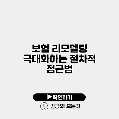 보험 리모델링 극대화하는 절차적 접근법