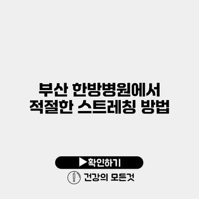 부산 한방병원에서 적절한 스트레칭 방법