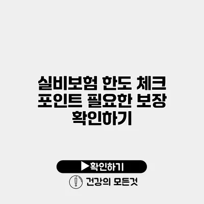 실비보험 한도 체크 포인트 필요한 보장 확인하기