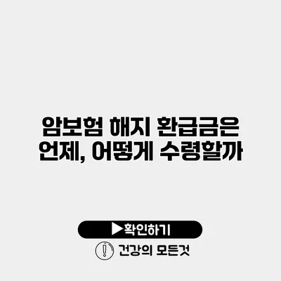 암보험 해지 환급금은 언제, 어떻게 수령할까?