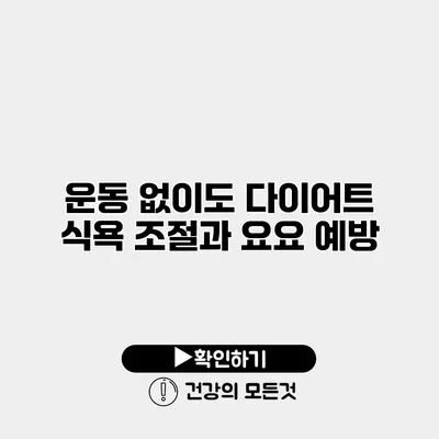 운동 없이도 다이어트 식욕 조절과 요요 예방