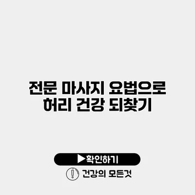 전문 마사지 요법으로 허리 건강 되찾기