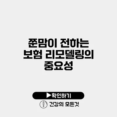 쭌맘이 전하는 보험 리모델링의 중요성