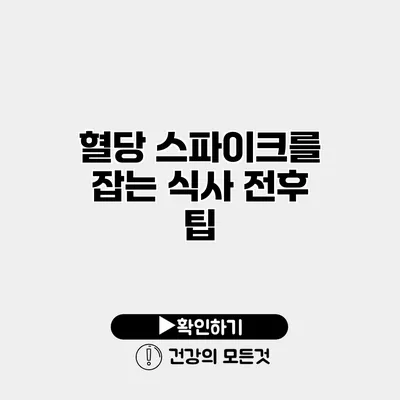 혈당 스파이크를 잡는 식사 전후 팁