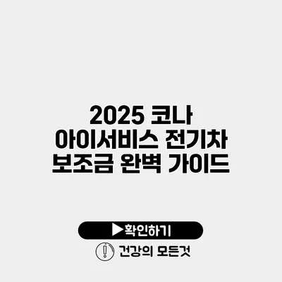 2025 코나 아이서비스 전기차 보조금 완벽 가이드