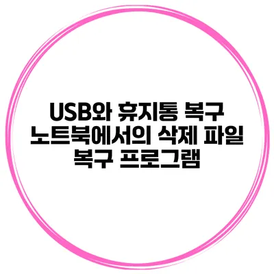 USB와 휴지통 복구 노트북에서의 삭제 파일 복구 프로그램