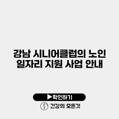 강남 시니어클럽의 노인 일자리 지원 사업 안내