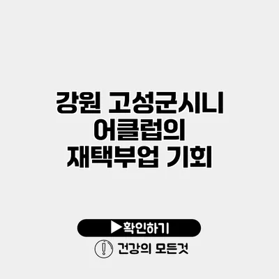 강원 고성군시니어클럽의 재택부업 기회