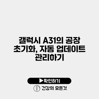 갤럭시 A31의 공장 초기화, 자동 업데이트 관리하기
