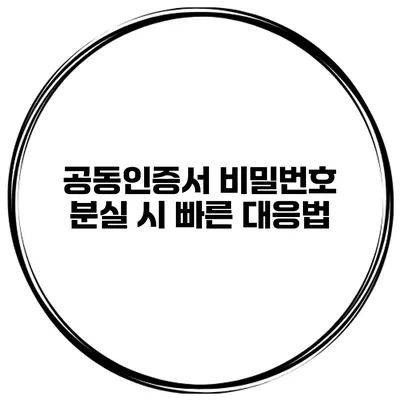 공동인증서 비밀번호 분실 시 빠른 대응법