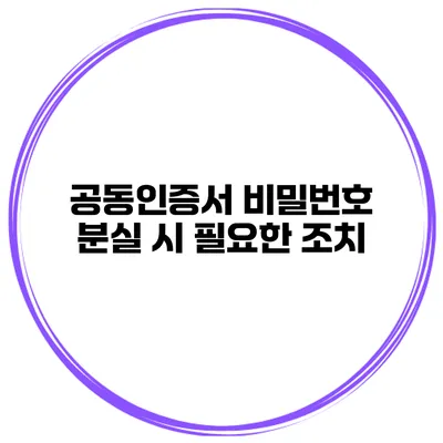 공동인증서 비밀번호 분실 시 필요한 조치
