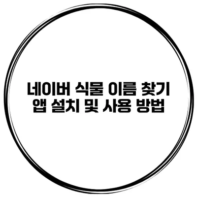 네이버 식물 이름 찾기 앱 설치 및 사용 방법