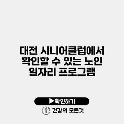 대전 시니어클럽에서 확인할 수 있는 노인 일자리 프로그램