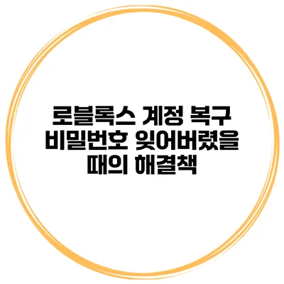 로블록스 계정 복구 비밀번호 잊어버렸을 때의 해결책