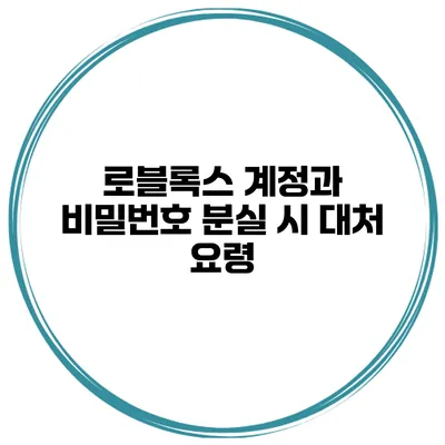 로블록스 계정과 비밀번호 분실 시 대처 요령