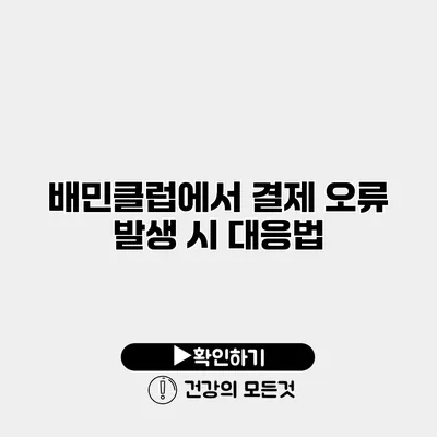 배민클럽에서 결제 오류 발생 시 대응법