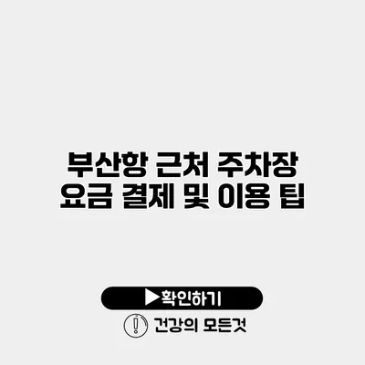 부산항 근처 주차장 요금 결제 및 이용 팁