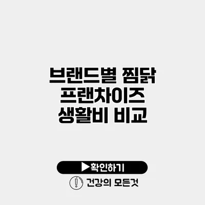 브랜드별 찜닭 프랜차이즈 생활비 비교