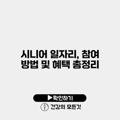 시니어 일자리, 참여 방법 및 혜택 총정리