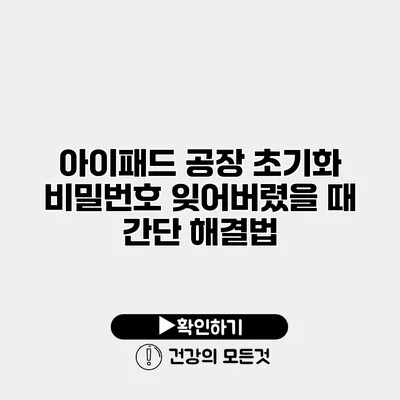 아이패드 공장 초기화 비밀번호 잊어버렸을 때 간단 해결법