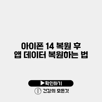 아이폰 14 복원 후 앱 데이터 복원하는 법