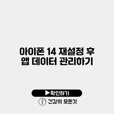 아이폰 14 재설정 후 앱 데이터 관리하기