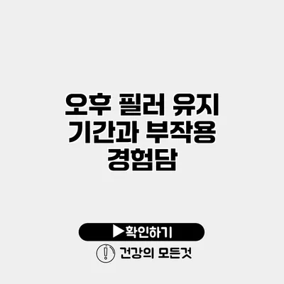 오후 필러 유지 기간과 부작용 경험담