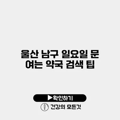 울산 남구 일요일 문 여는 약국 검색 팁