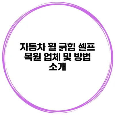 자동차 휠 긁힘 셀프 복원 업체 및 방법 소개