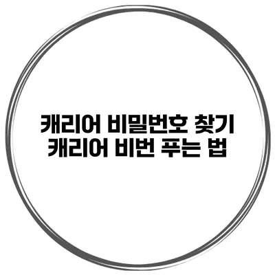 캐리어 비밀번호 찾기 캐리어 비번 푸는 법