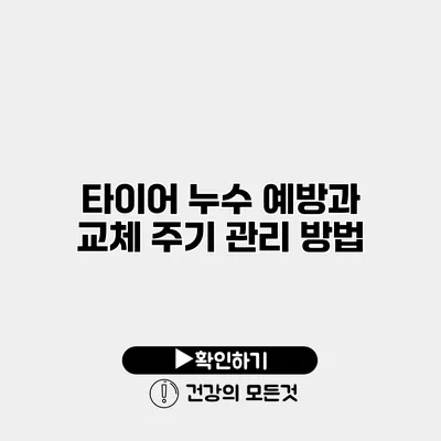 타이어 누수 예방과 교체 주기 관리 방법