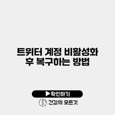 트위터 계정 비활성화 후 복구하는 방법