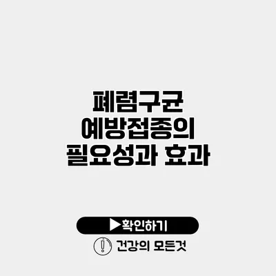 폐렴구균 예방접종의 필요성과 효과