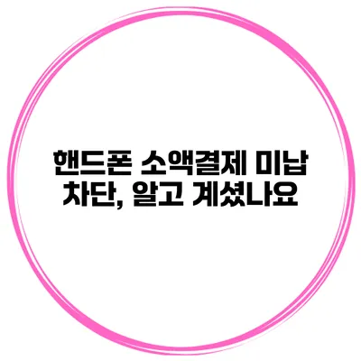 핸드폰 소액결제 미납 차단, 알고 계셨나요?